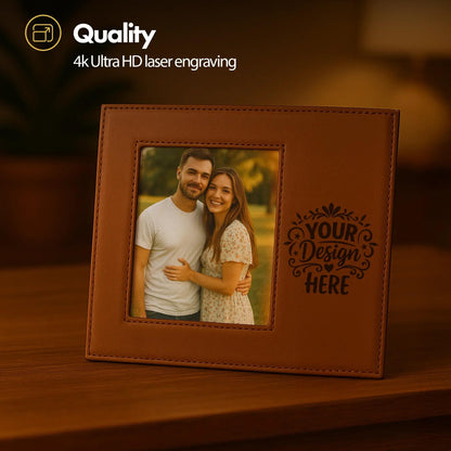 Personalize Picture Frame Leather, Family Photo Gift, Housewarming Decor, Gift for Mother's Day, 4x6, 5x7 | BridgensLaser Leather Frame