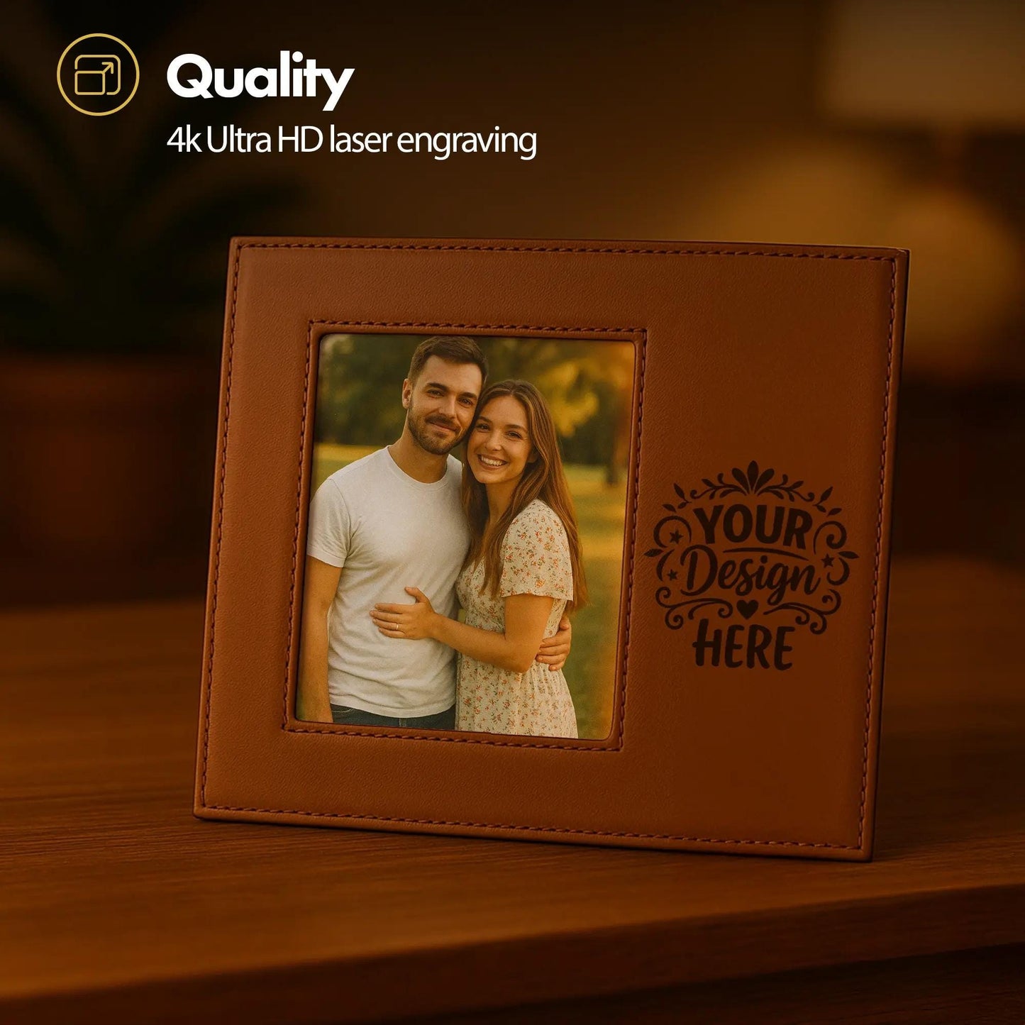 Design Your Own Leather Frame, Photo Holder, Living Room Decor, Gift for Mom, 4x6, 5x7 | BridgensLaser Leather Frame