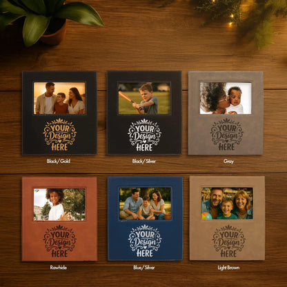 Personalize Picture Frame Leather, Family Photo Gift, Housewarming Decor, Gift for Mother's Day, 4x6, 5x7 | BridgensLaser Leather Frame