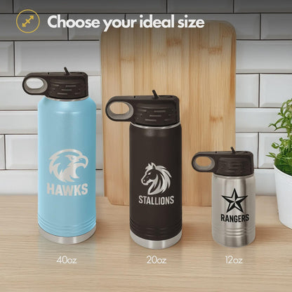 Water Bottle Personalized With Name Or Design, Birthday Gift, Personalized Your LOGO Stainless Steel Tumbler | BridgensLaser Water Bottle