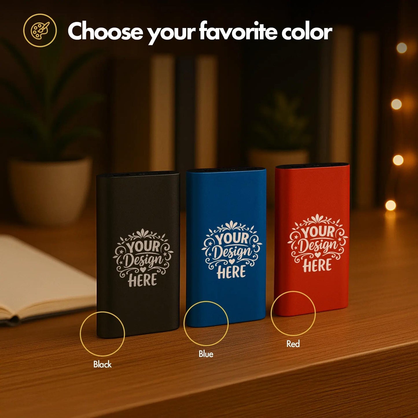 Personalized 8000mAh Power Bank – Wireless Charging Pad, Custom Engraved Battery Pack