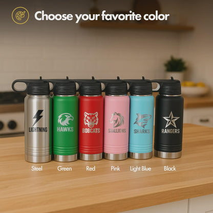 Custom Water Bottles For Workouts, Insulated Stainless Steel, Gym Personalized Cups, Sports Drink  | BridgensLaser Water Bottle