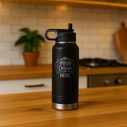 Water Bottle Personalized With Name Or Design, Birthday Gift, Personalized Your LOGO Stainless Steel Tumbler | BridgensLaser Water Bottle