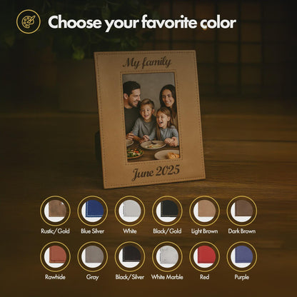 Engraved Photo Frame, Family Picture Frame, Engagement Couple Picture frame, Wedding Photo Frame, Leather Personalized Photo Frame, Bridgens