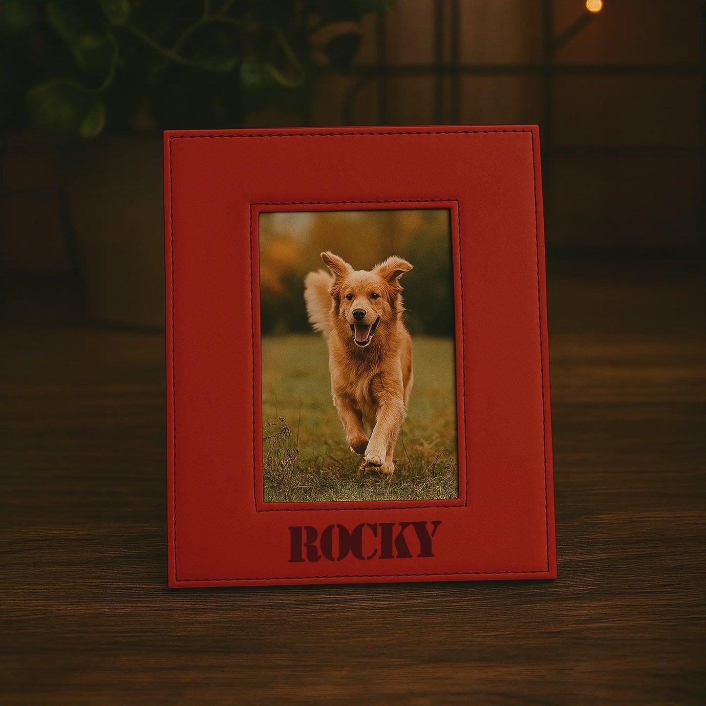 Personalized Red Leather Frame, Vacation Souvenir, Family Memories, Photo Frame, Housewarming Gift, Summer | BridgensLaser Leather Frame
