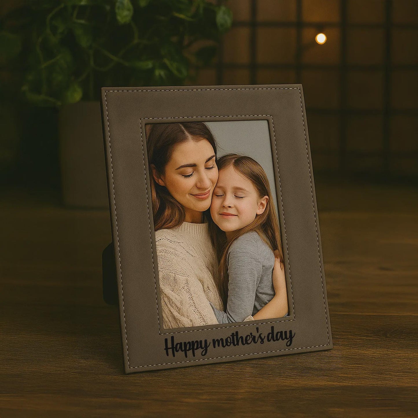 Custom Engraved Leather Picture Frame, Personalized Family Keepsake Memory Gift