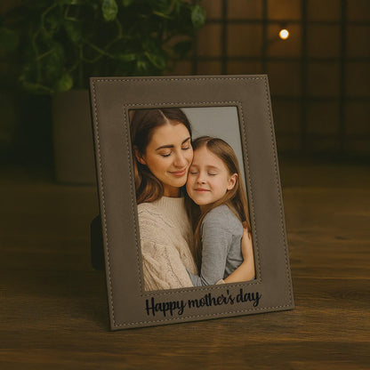Custom Engraved Leather Picture Frame, Personalized Family Keepsake Memory Gift