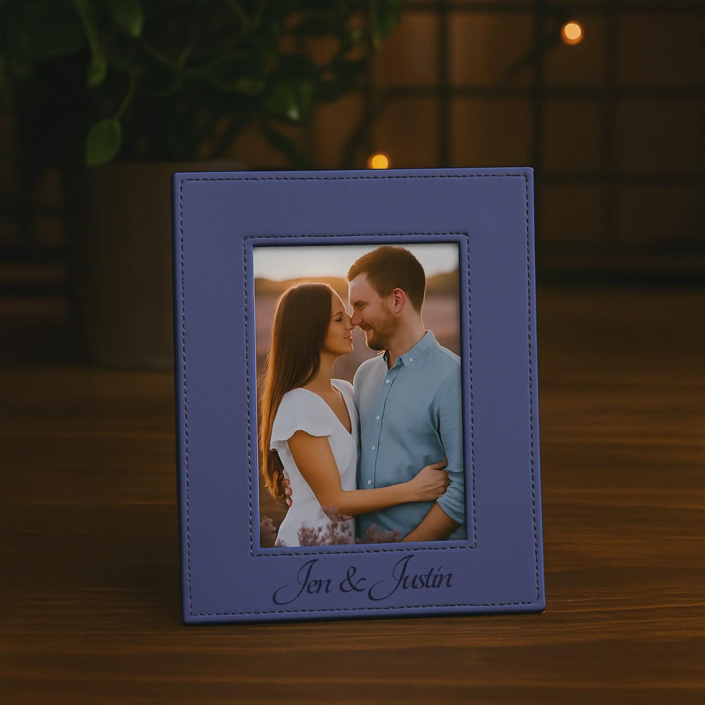 Personalized Engraved Leather Photo Frame, Custom Anniversary Keepsake, Mother's Day Gift