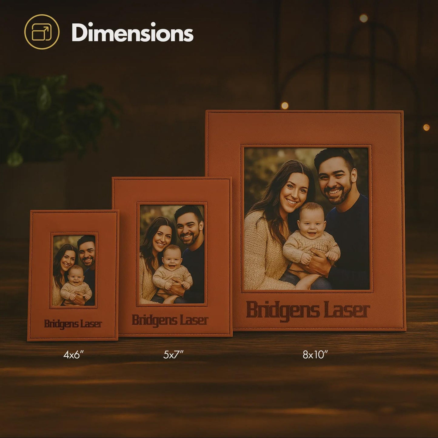 Engraved Photo Frame, Family Picture Frame, Engagement Couple Picture frame, Wedding Photo Frame, Leather Personalized Photo Frame, Bridgens
