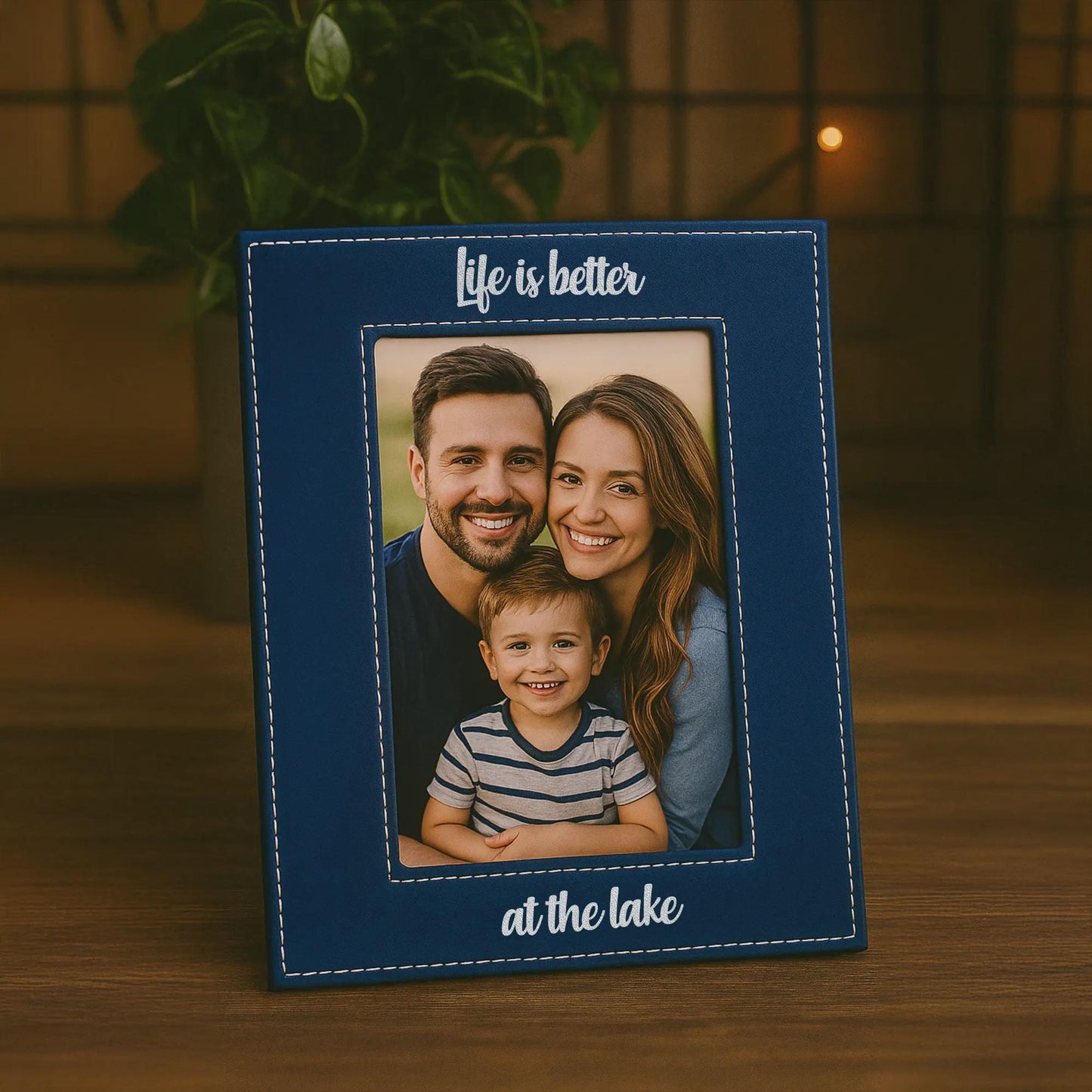 Custom Engraved Leather Picture Frame, Personalized Family Keepsake Memory Gift