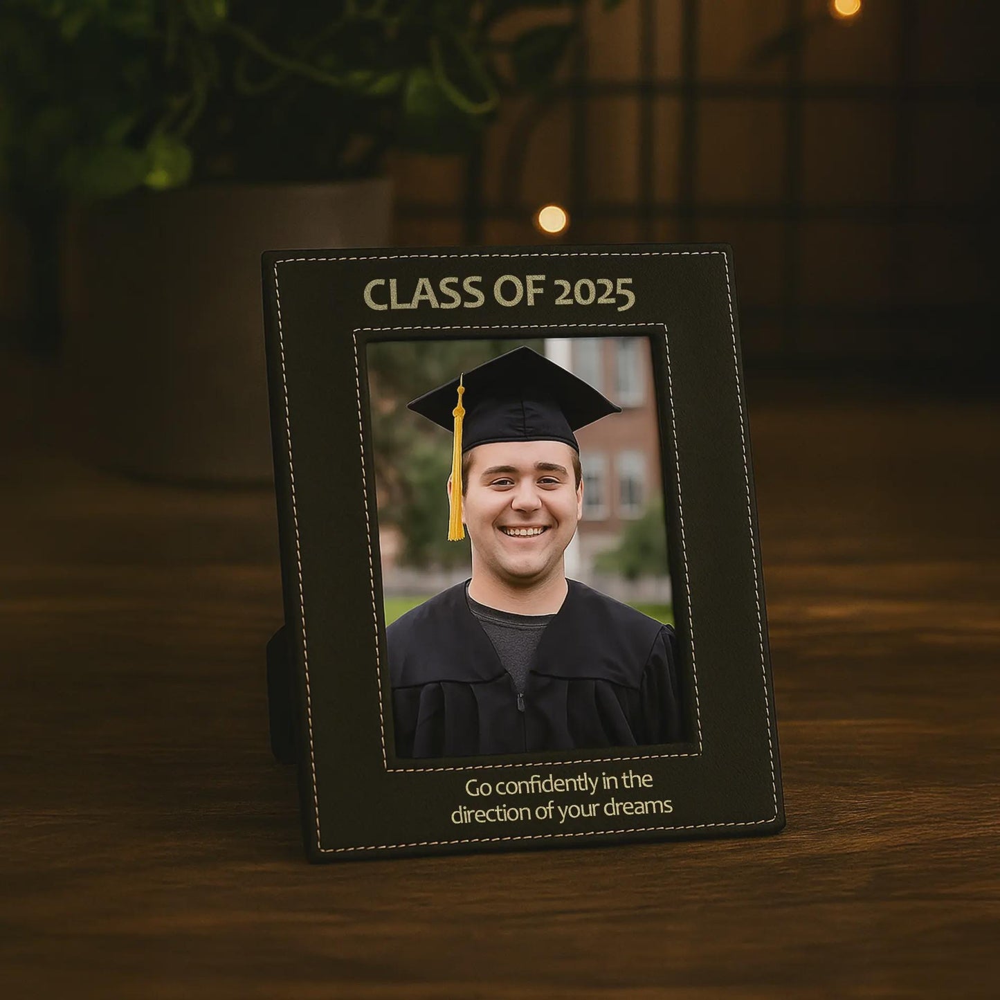 Custom Leather Frame, Graduation Gift, Mothers' Day Present, Picture Frame, Gift for Her, Anniversary Occasion | BridgensLaser Leather Frame