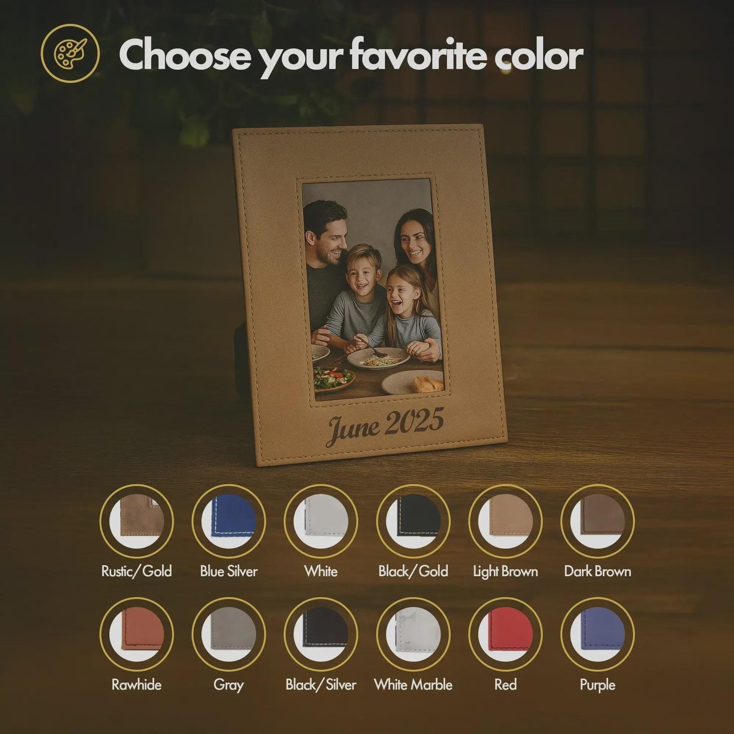 Custom Engraved Leather Picture Frame, Personalized Family Keepsake Memory Gift