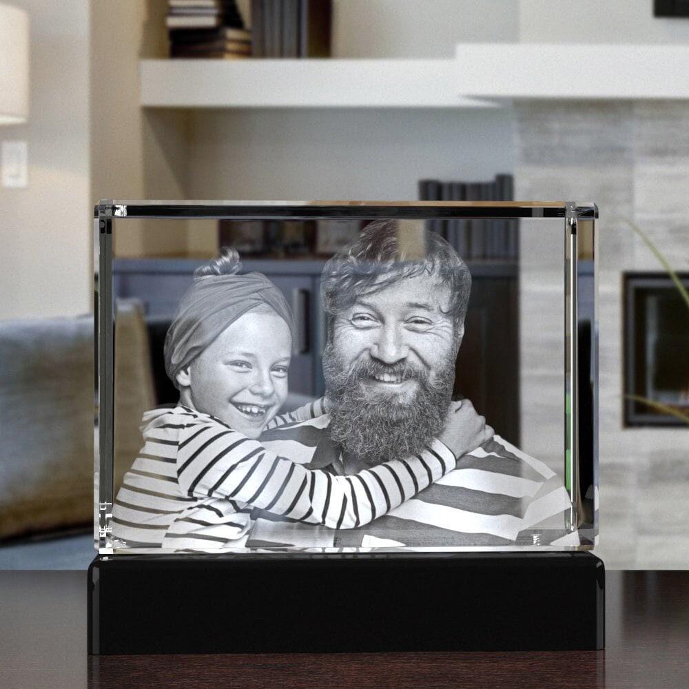 Custom Seasonal Decor Gift, Laser Etched Glass, Mother's Day Tabletop Decor, Pet Lovers Memorial Picture | BridgensLaser 3D Crystal Block