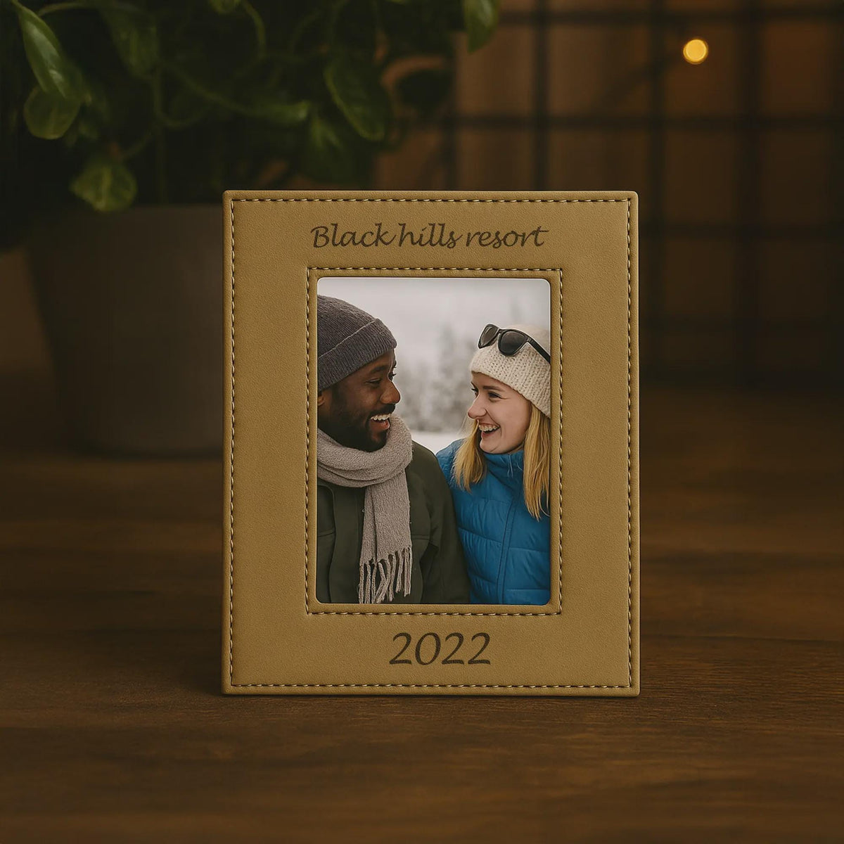 Personalized Leather Photo Frame, Laser Etched Keepsake