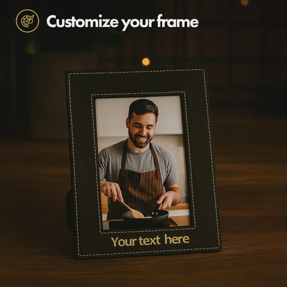Engraved Leather Photo Frame — Wedding & Engagement Gift, Personalized Family Picture Frame, Couple Keepsake