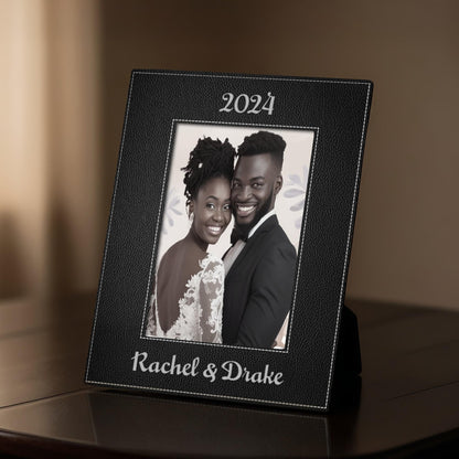 Personalized Leather Photo Frame, Custom Engraved Keepsake for Mom