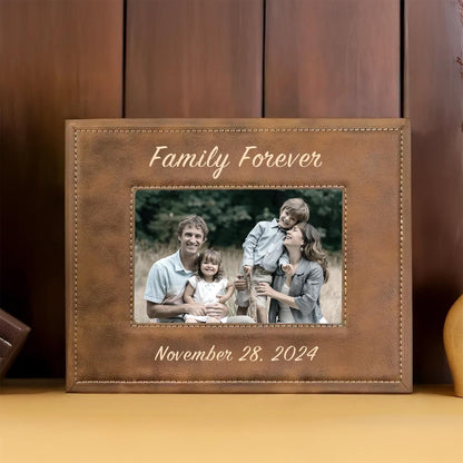 Personalized Leather Picture Frame, Engraved Couple Keepsake, Custom Travel Gift