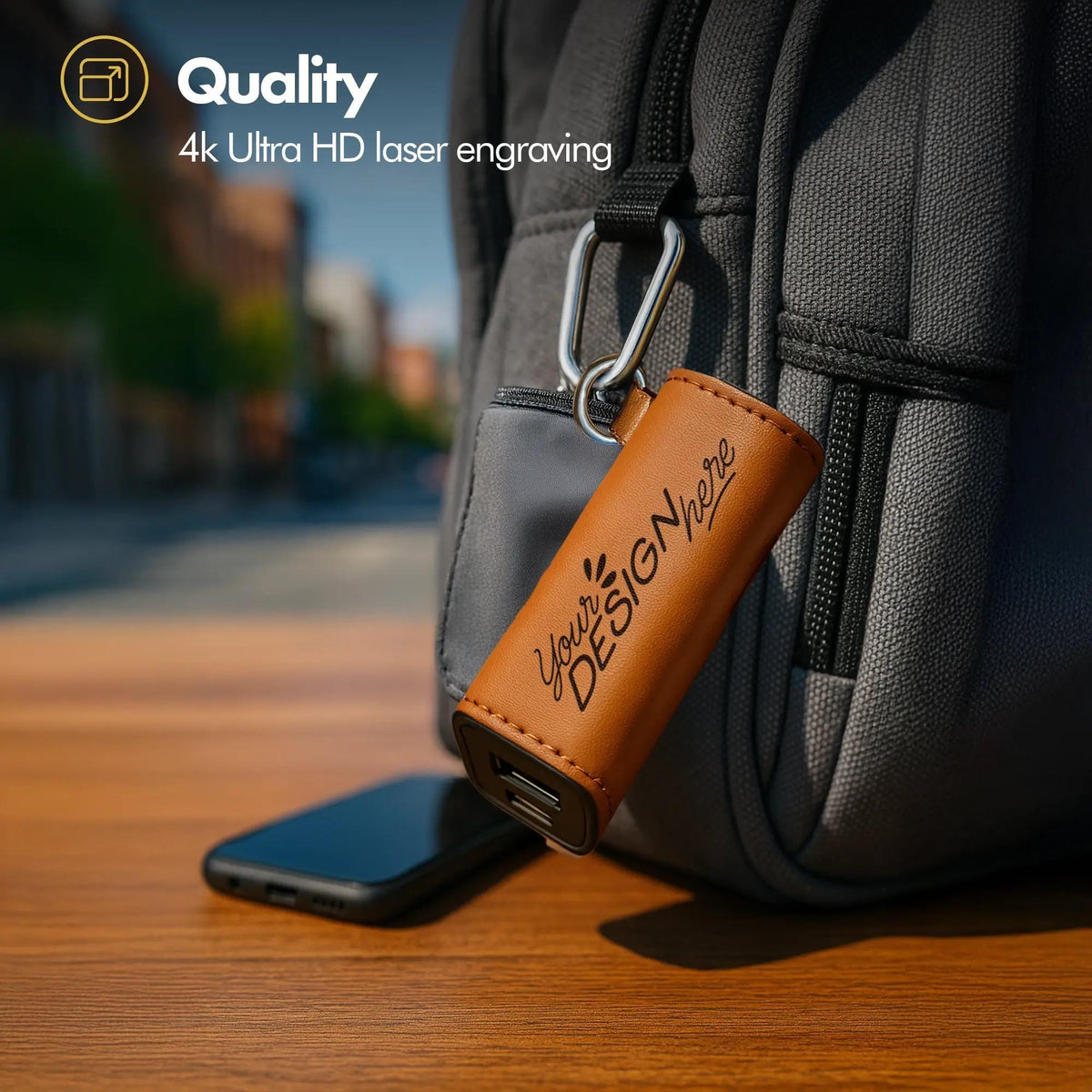 Personalized Laser Engraved Power Bank – 2200mAh Portable Charger, Custom Tech Backup