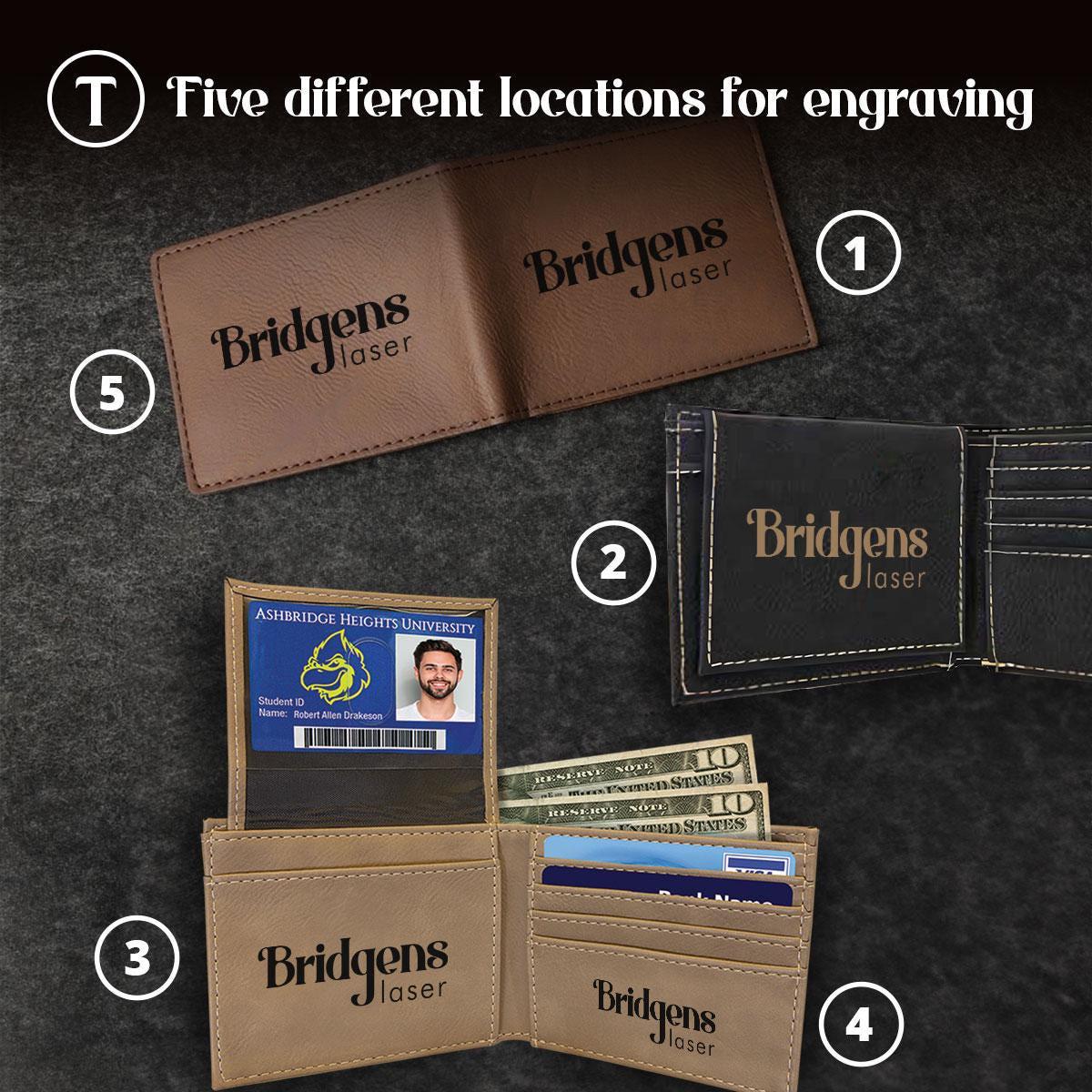 Personalized Leather Wallet — Engraved Coin Holder, Birthday & Anniversary Gift for Him, Custom Card Wallet