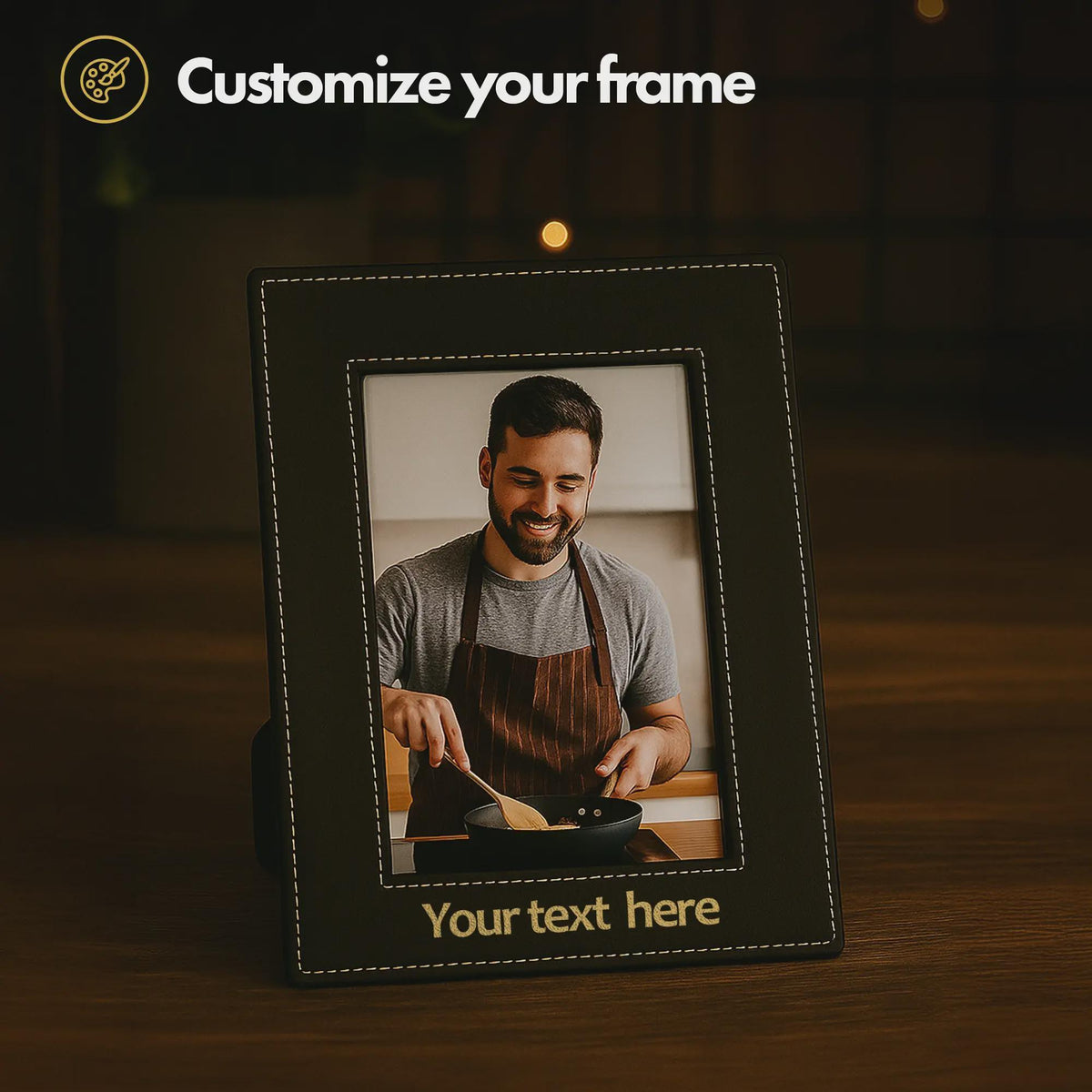 Personalized Leather Picture Frame, Engraved Couple Keepsake, Custom Travel Gift