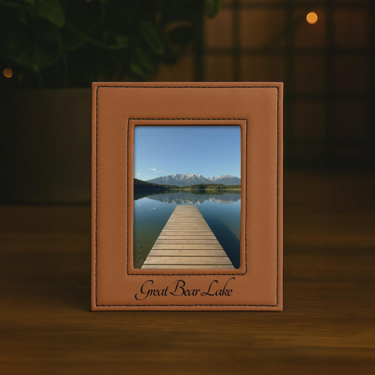 Personalized Leather Picture Frame, Engraved Couple Keepsake, Custom Travel Gift