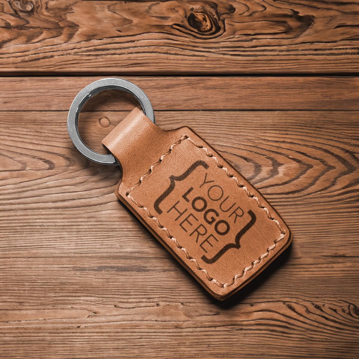 Personalized Leather Keychain, Custom Engraved Coordinates, Logo Gift For Her