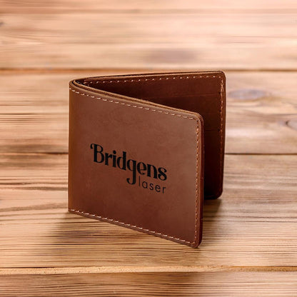 Personalized Leather Wallet — Engraved Coin Holder, Birthday & Anniversary Gift for Him, Custom Card Wallet