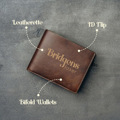 Personalized Leather Wallet — Engraved Coin Holder, Birthday & Anniversary Gift for Him, Custom Card Wallet